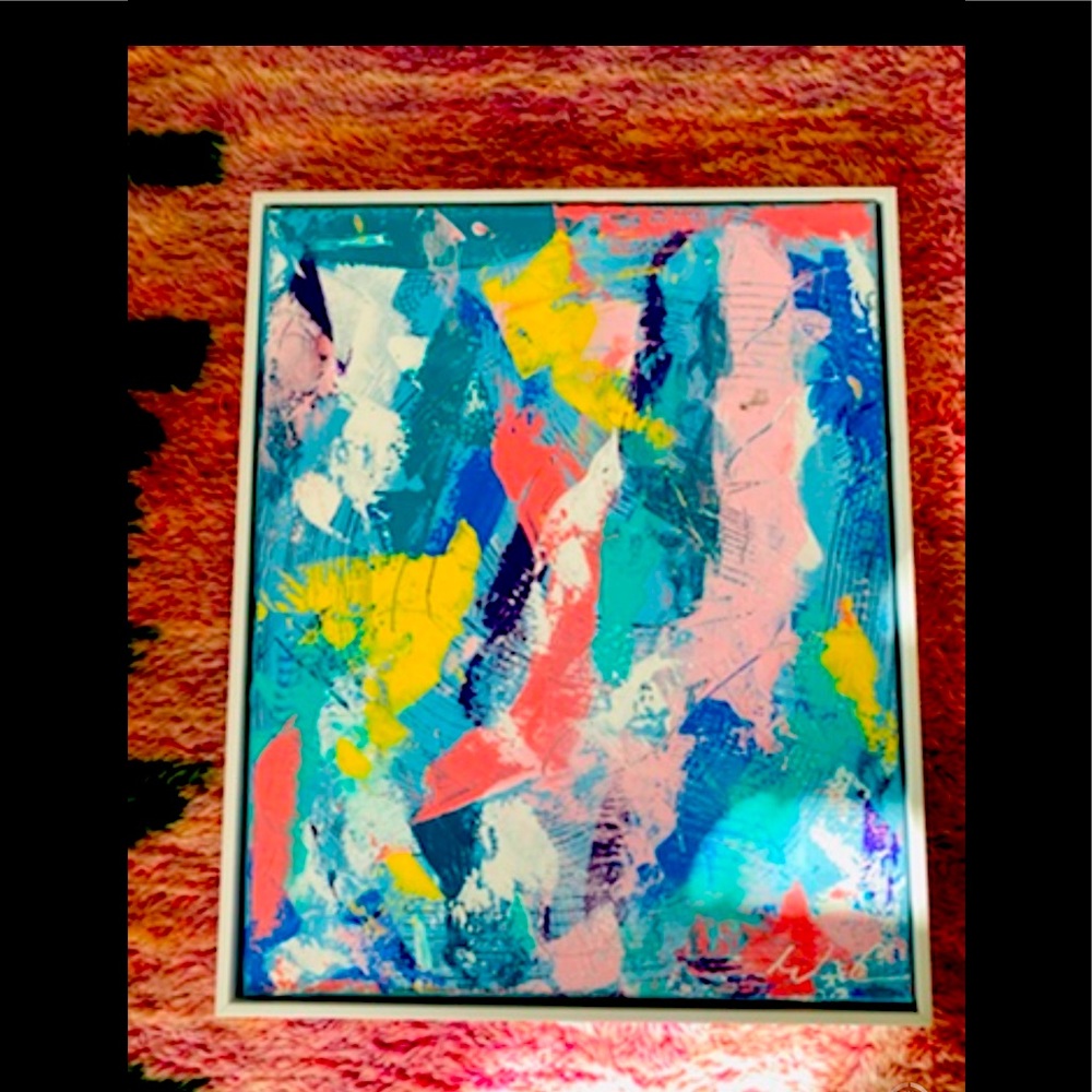 Original abstract art 16x24 framed abstract art